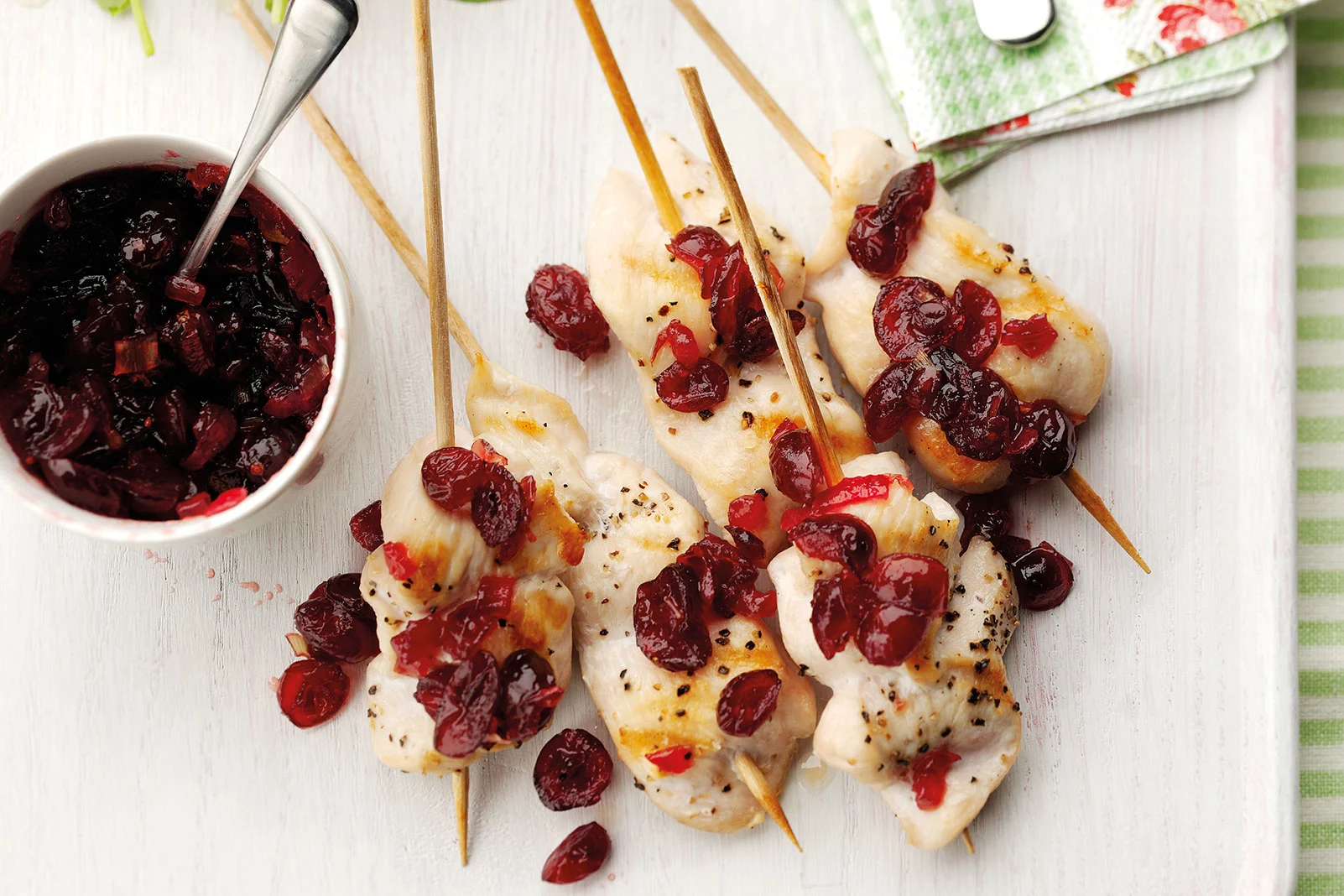 Chicken Skewers with Cranberry Chutney 