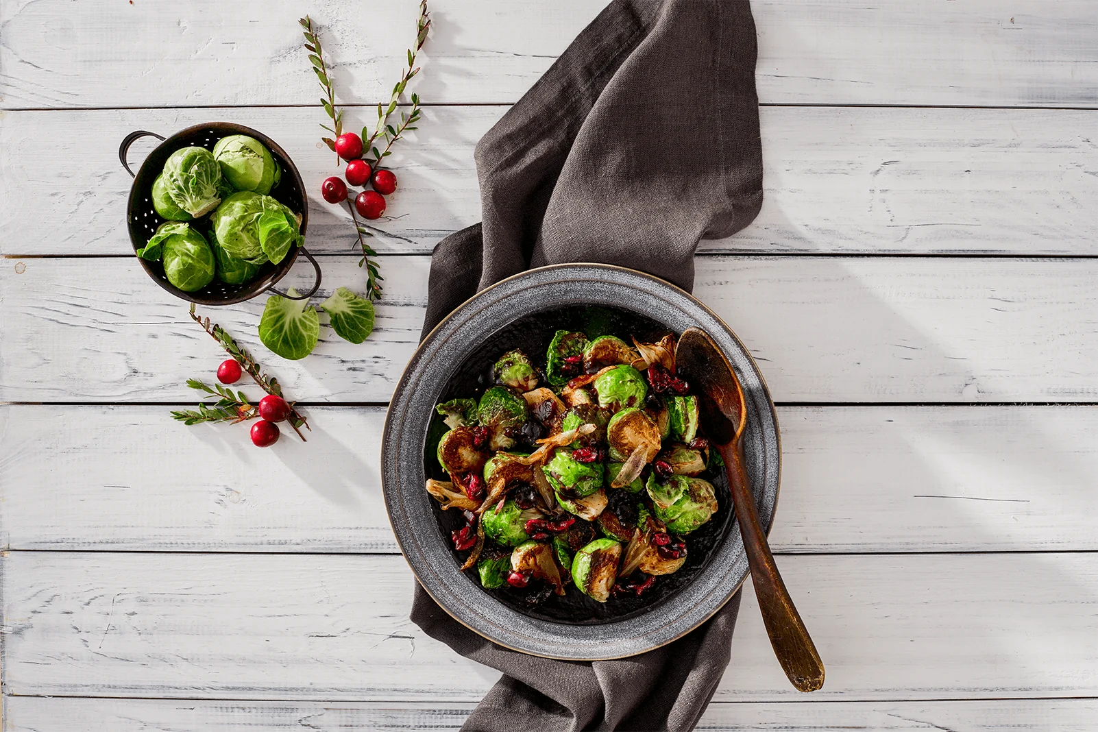 Seared Brussels Sprouts with Cranberry Vinaigrette