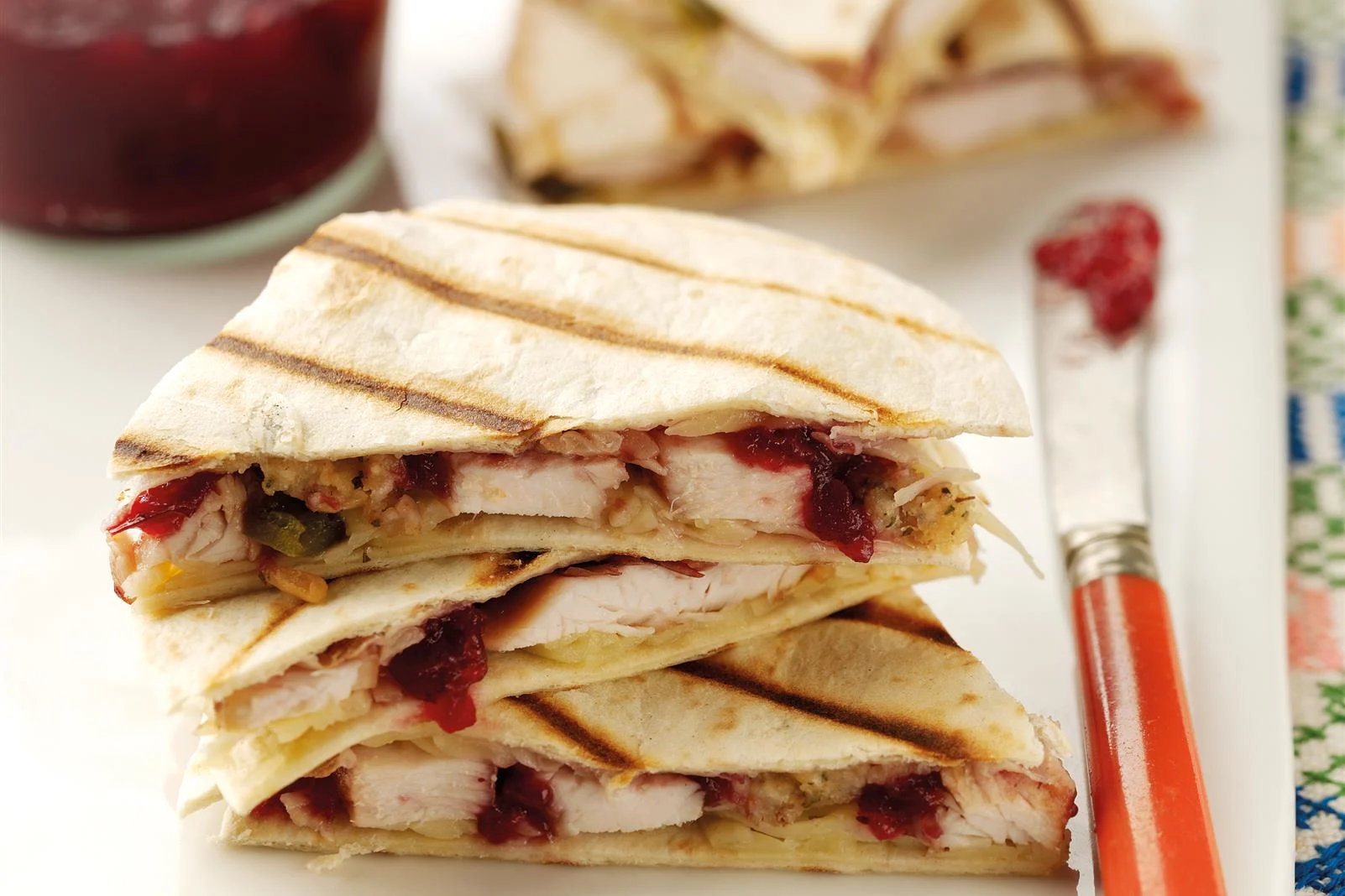 Grilled Turkey and Cranberry Quesadillas 