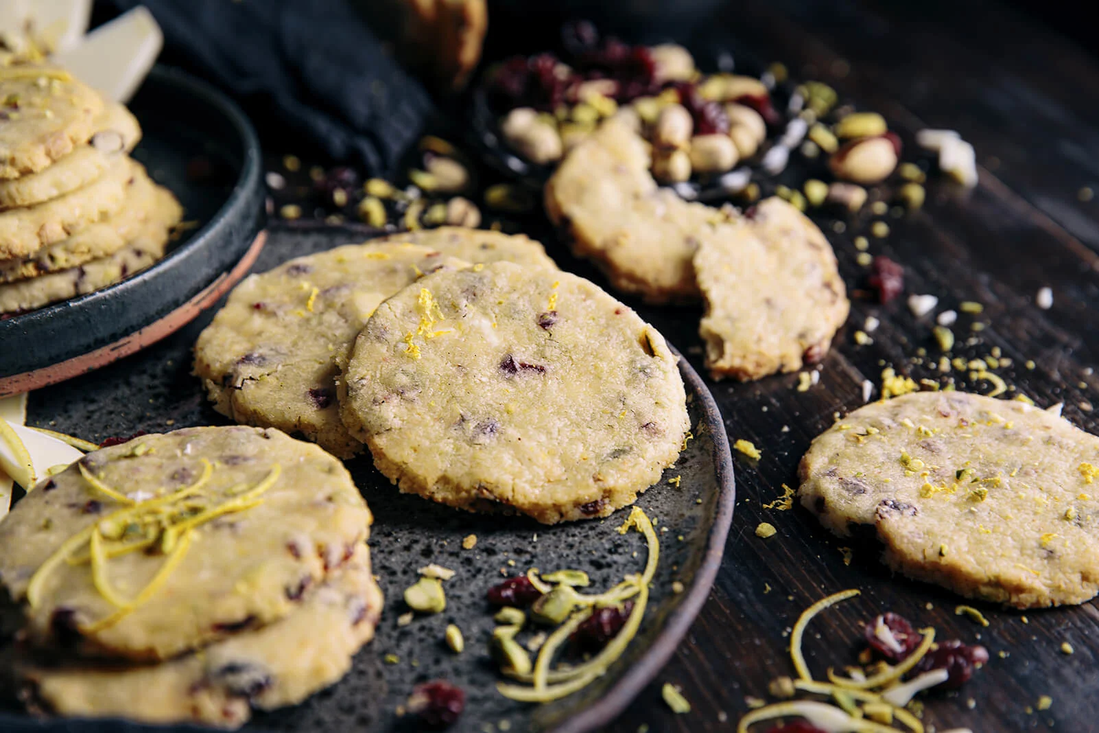 Craisins® Dried Cranberries, Lemon, Pistachio & White Chocolate Shortbread Cookies