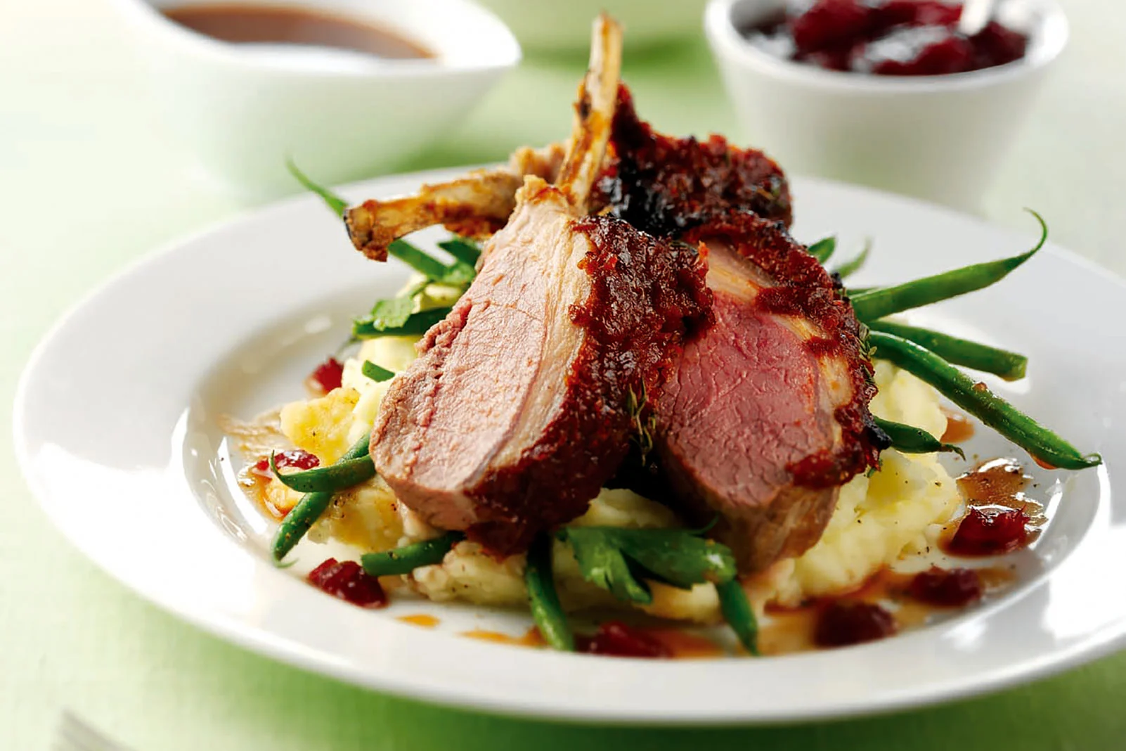 Cranberry, Tomato and Thyme Crusted Rack of Lamb